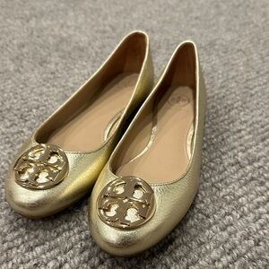 Tory Burch Metallic Gold Flats